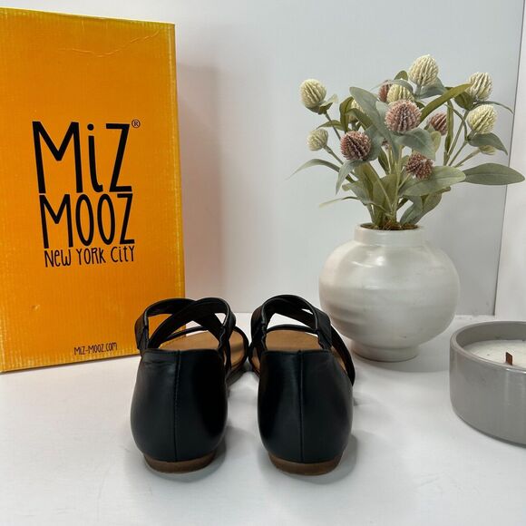 Miz Mooz Ainsley Leather Comfort Casual Flat Black Slip On Sandals Women's 6 - Picture 4 of 9